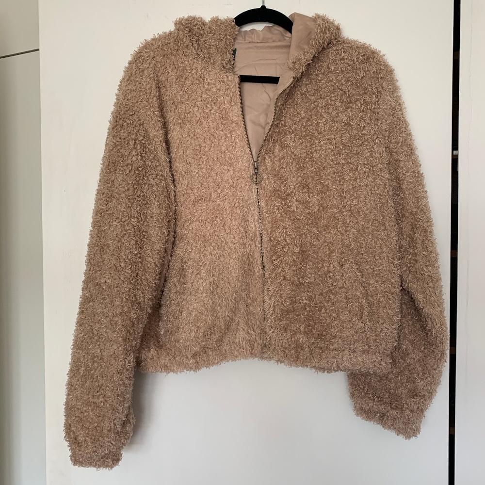 fuzzy zip up jacket